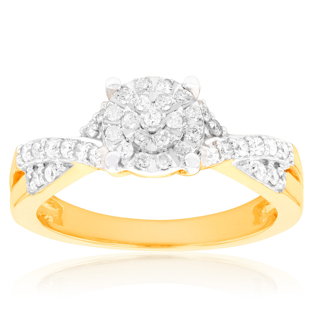 9ct Yellow Gold 1/3 Carat Diamond Ring