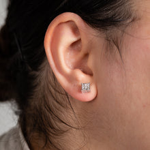 Load image into Gallery viewer, 14ct White Gold 1/2 Carat Diamond Stud Square Earrings