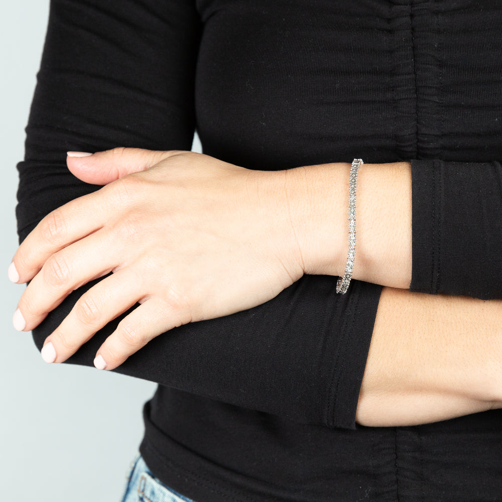 Silver diamond tennis bracelet deals