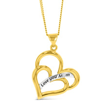 Load image into Gallery viewer, 9ct Yellow Gold Double Heart Diamond Pendant