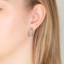 Load image into Gallery viewer, Sterling Silver Diamond Hoop Earrings