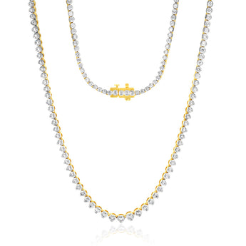 14ct Yellow Gold 5 Carats Diamond Necklace with 139 Brilliant Diamonds 43cm