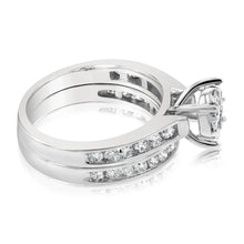 Load image into Gallery viewer, 9ct White Gold 1 Carat Diamond Bridal Set Ring with Halo Setting
