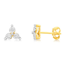 Load image into Gallery viewer, 9ct Yellow Gold 0.05 Carat Diamond Studs with Disc Setting