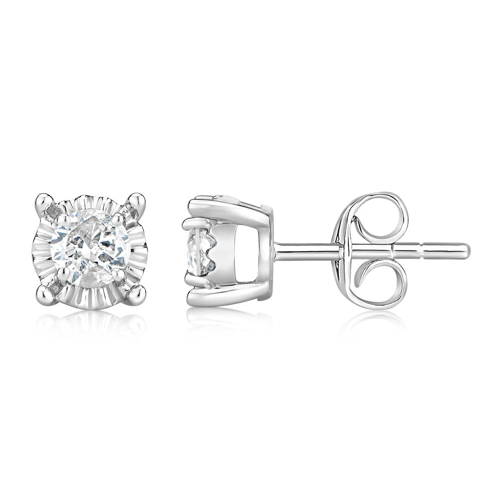 9ct White Gold 1/2 Carat Diamond Solitare Studs with Disc Setting