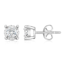 Load image into Gallery viewer, 9ct White Gold 1/2 Carat Diamond Solitare Studs with Disc Setting