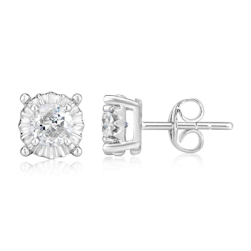 9ct White Gold 3/4 Carat Diamond Solitare Studs with Disc Setting