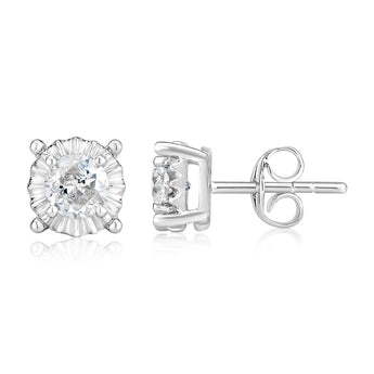 9ct White Gold 3/4 Carat Diamond Solitare Studs with Disc Setting