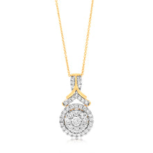 Load image into Gallery viewer, 9ct Yellow Gold 1 Carat Diamond Pendant with 43 Diamonds On 45cm Chain