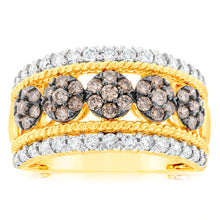 Load image into Gallery viewer, 9ct Yellow Gold 1 Carat Diamond Dress Ring with 65 Australian Diamonds