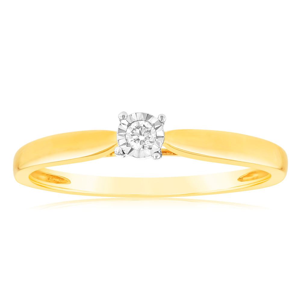 9ct Yellow Gold Solitare Diamond Ring