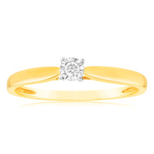 Load image into Gallery viewer, 9ct Yellow Gold Solitare Diamond Ring