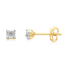 Load image into Gallery viewer, 9ct Yellow Gold 0.05 Carat Diamond Stud Earrings with Disc Setting