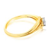 9ct Yellow Gold Two Tone Solitare Diamond Ring With Disc Setting