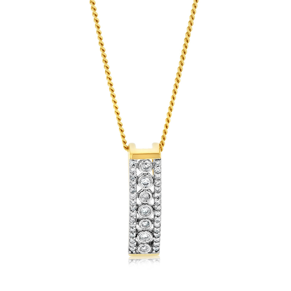 9ct Yellow Gold 0.15 Carat Diamond Pendant with 39 Brilliant Diamond on Bezel Setting