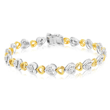 Load image into Gallery viewer, 1/2 Carat Diamond Fancy Heart 18.5cm Bracelet in Sterling Silver Gold Plated