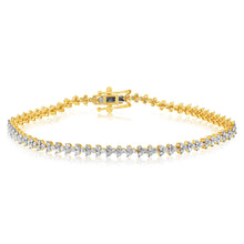 Load image into Gallery viewer, 2 Carat Diamond Tennis Bracelet with 186 Brilliant Diamonds 17.5cm in 9ct Yellow Gold