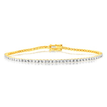 Load image into Gallery viewer, 9ct Yellow Gold 2 Carat Diamond Tennis Bracelet with 82 Brilliant Diamonds