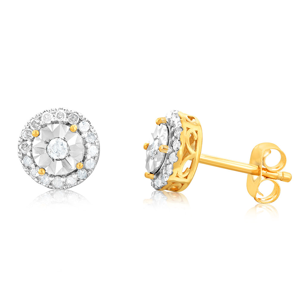 10ct Yellow Gold 1/3 Carat Diamond Stud Earrings