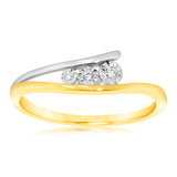 9ct Yellow Gold with 3 Brilliant Diamonds Dress Ring