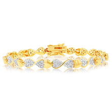 Load image into Gallery viewer, Gold Plated Silver 1/2 Carat Diamond Heart &amp; Infinity Bracelet 18cm Length