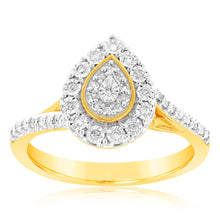 Load image into Gallery viewer, 9ct Yellow Gold Pear Shape Diamond Ring 1/6 Carat