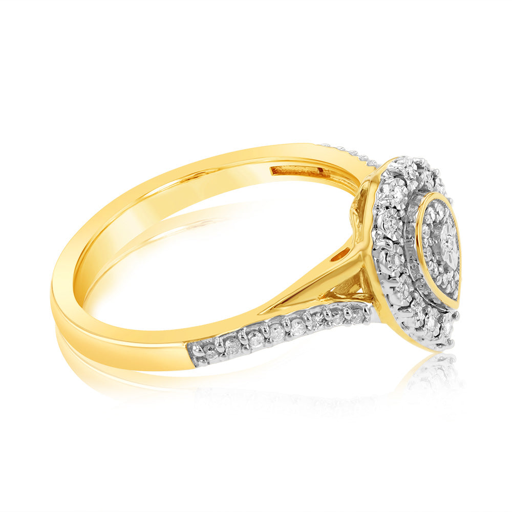 9ct Yellow Gold Pear Shape Diamond Ring 1/6 Carat
