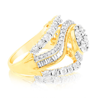 9ct Yellow Gold 1/2 Carat Diamond "Big Look" Dress Ring