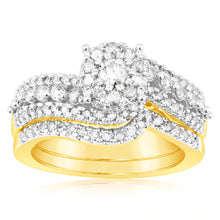 Load image into Gallery viewer, 9ct Yellow Gold 1.1 Carat Diamond Bridal Engagement &amp; Wedding Ring Set