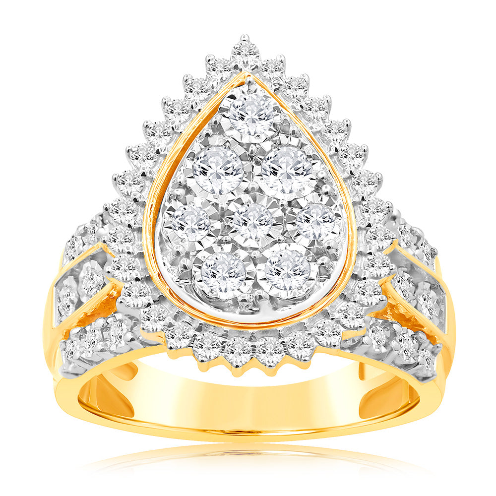 9ct Yellow Gold 1 Carat Pear Shape Diamond Ring