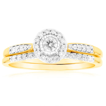 9ct Yellow Gold 1/4 Carat Diamond With 36 Brilliant Cut Diamonds