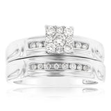 9ct White Gold 1/3 Carat Diamond Bridal Ring Set With 23 Brilliant Cut Diamonds