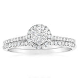 1/2 Carat Diamond 2 Ring Bridal Set in Sterling Silver