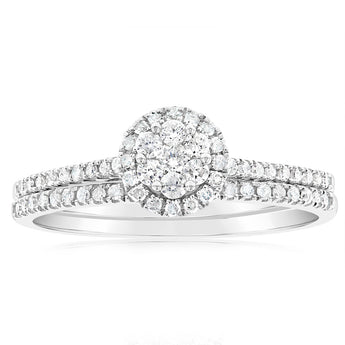 1/2 Carat Diamond 2 Ring Bridal Set in Sterling Silver