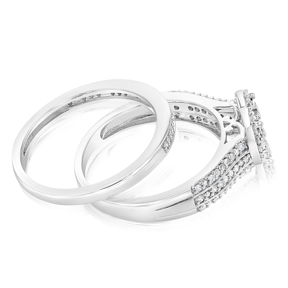 Silver1/3 Carat Diamond 2 Ring Bridal Set