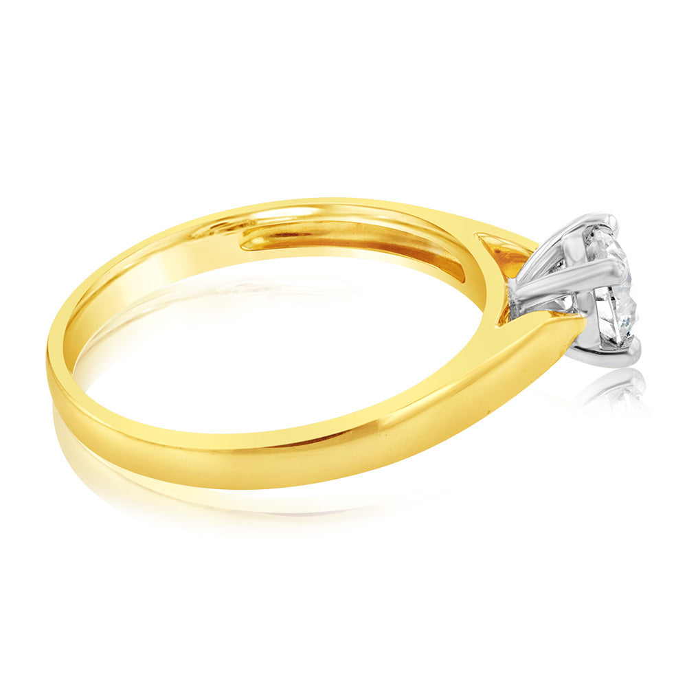 18ct Yellow Gold Solitaire Ring With 0.50 Carat Australian Diamond