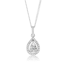 Load image into Gallery viewer, 9ct White Gold 1/6 Carat Pear Shape Diamond Pendant