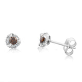 9ct White Gold Australian Champagne Diamond Earrings with 1/4 Carat of Diamonds
