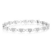 Load image into Gallery viewer, 10 Point Diamond Fancy Heart 18cm Bracelet in Sterling Silver