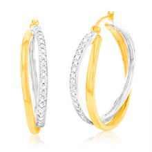 Load image into Gallery viewer, 1/2 Carat Diamond Hoop Earrings in Gold Plated Silver