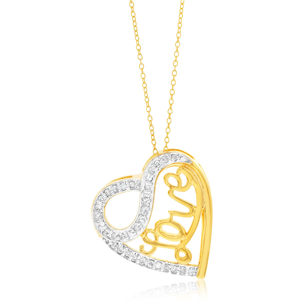 1/4 Carat Diamond Love Heart Pendant in Gold Plated Silver