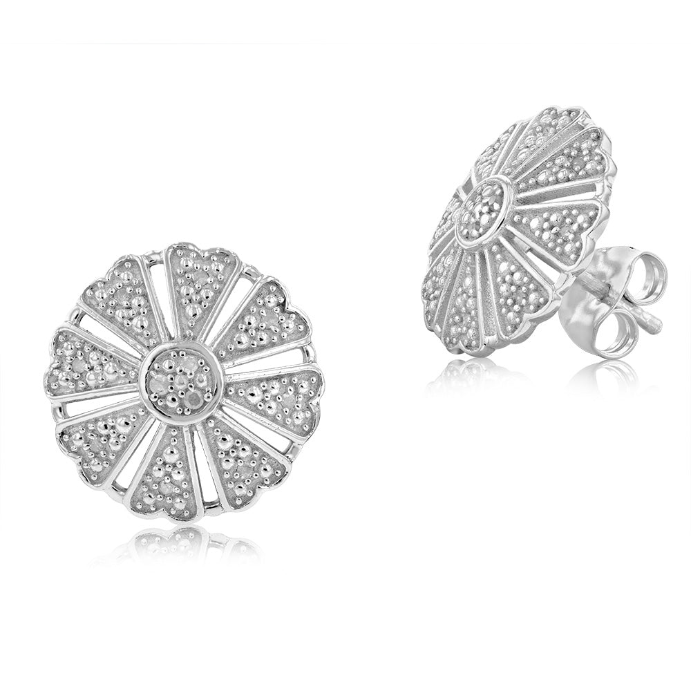 10Point Diamond Stud Earrings in Sterling Silver