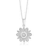 1/10 Carat Diamond Flower Pendant in Sterling Silver