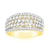 0.95 Carat Cluster Diamond Dress Ring in 14ct Yellow Gold