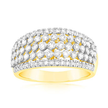 0.95 Carat Cluster Diamond Dress Ring in 14ct Yellow Gold