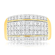 Load image into Gallery viewer, 0.95 Carat Cluster Diamond Dress Ring in 14ct Yellow Gold