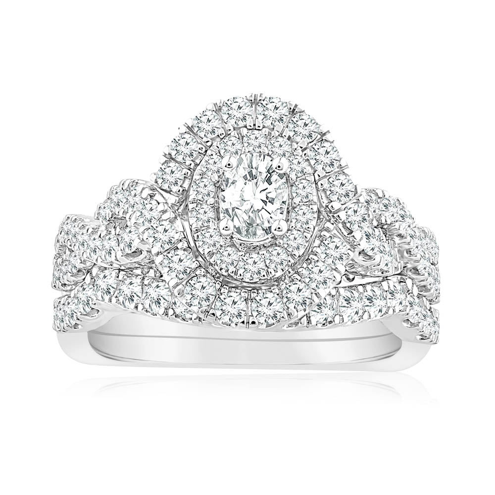 1.20 Carat Diamond Oval Cluster Ring in 14ct White Gold