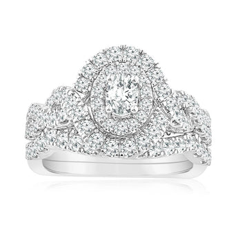 1.20 Carat Diamond Oval Cluster Ring in 14ct White Gold