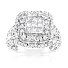 Load image into Gallery viewer, 1.40 Carat Diamond Cushion Cluster Ring in 14ct White Gold