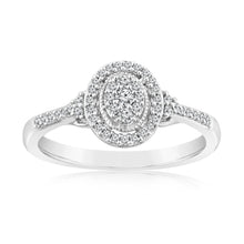 Load image into Gallery viewer, 1/6 Carat Diamond Cluster Oval Ring in 10ct White Gold